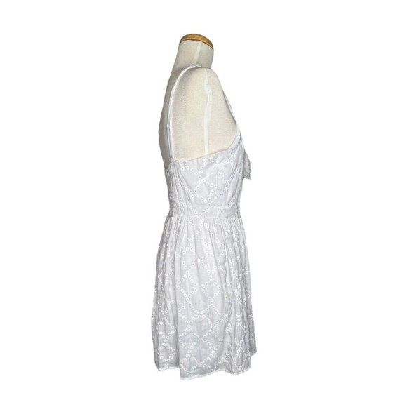 Love, Nickie Lew Eyelet Strappy Cami Mini Dress Sz M White Lined Sweetheart NWT - Picture 4 of 10